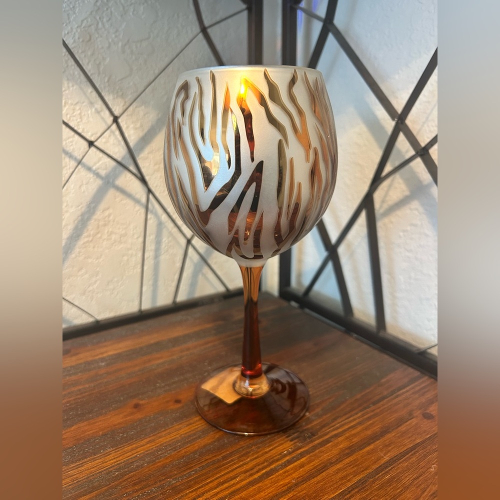 Rare Pier 1 Imports Zebra Frosted Satin Wine Glass